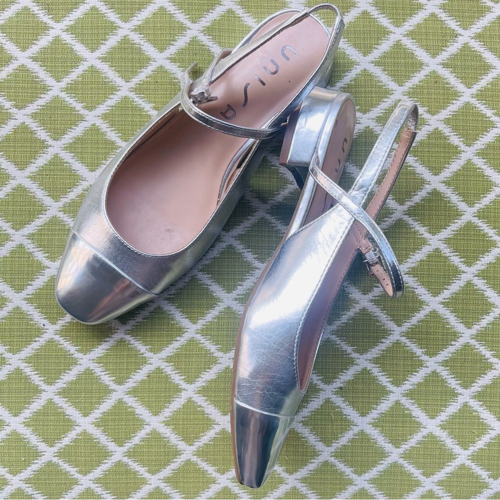Unisa Shiny Silver Mary Jane Flats